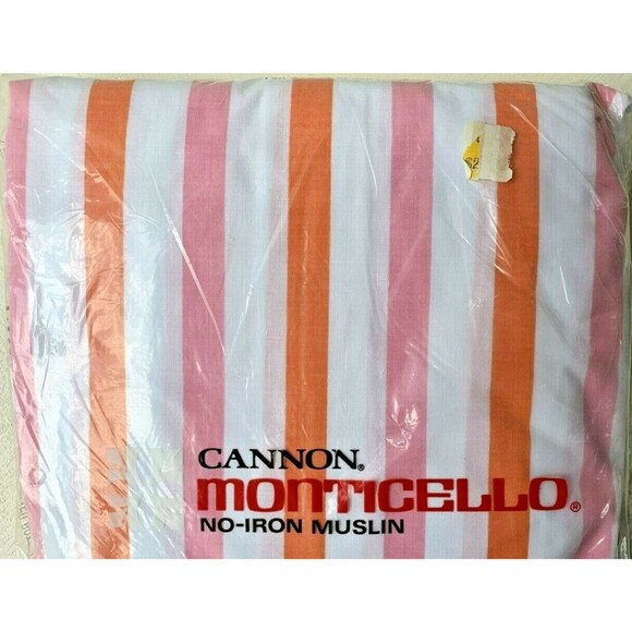 MCM 1970s Mod Cannon Monticello Malibu Stripe Pillowcases Standard Set of 2 - Picture 5 of 16